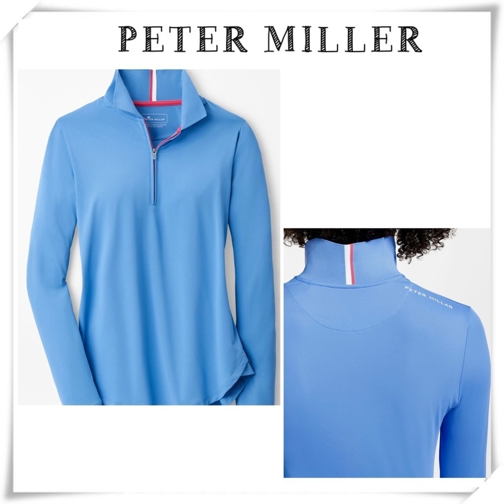 PETER Miller Smith Long-Sleeve Performance Polo in Blue Size S #LS21EK28